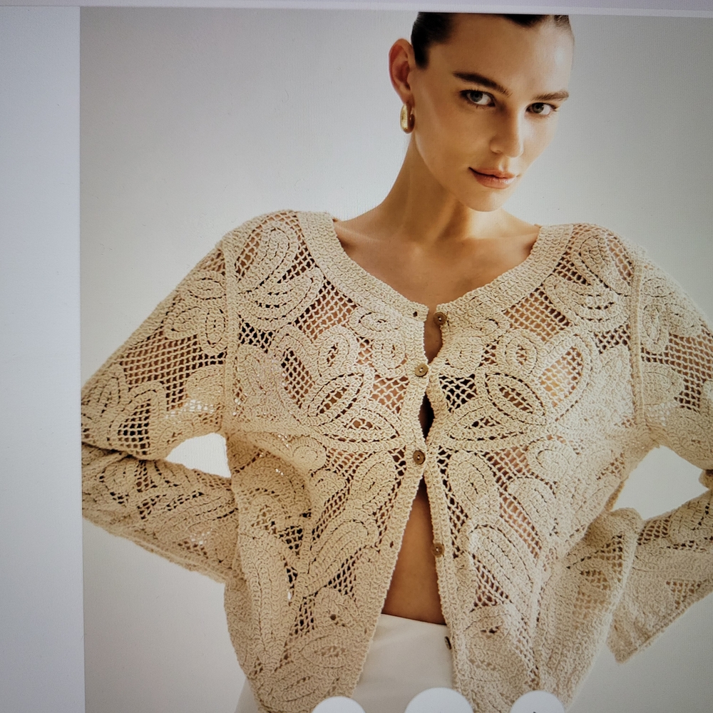 Commense Cream Lace Cardigan - Picture 1 of 11